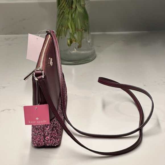 Kate Spade Greta Court Ramey Cherrywood Glitter Shoulder/Crossbody Bag NWT! - Picture 3 of 8